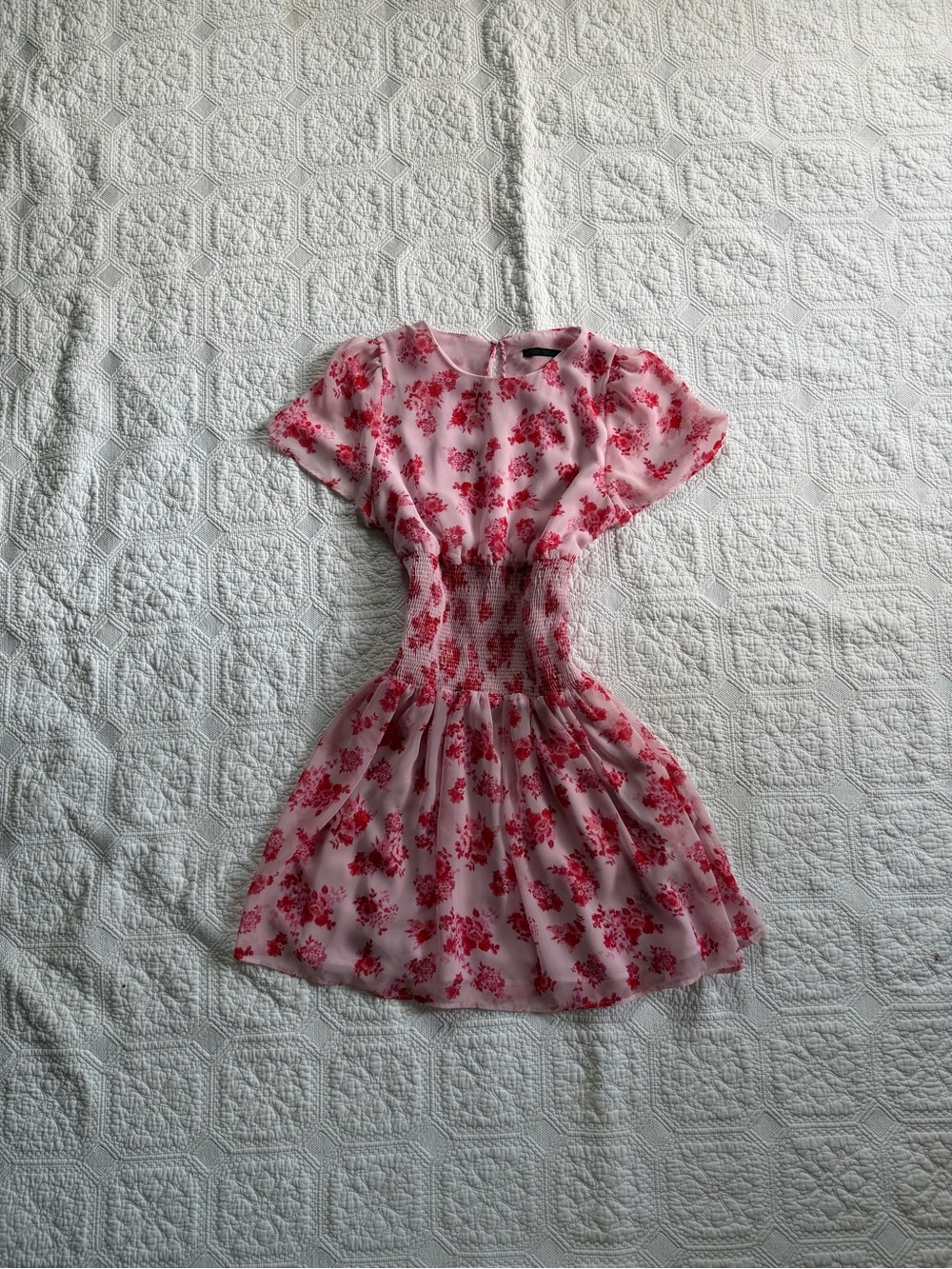 Viral Zara Pink Floral print Waist Mini Dress